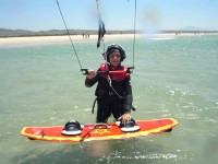 Independent in the water with the board, thanks tao Tarifa Max kitesurfing school. Exeperience does makes the difference.