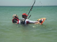 At Tarifa Max kitesurfing school, the instructor will come in the water with you